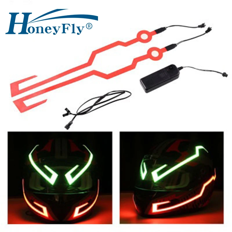 HoneyFly One Pair of LED Helmet Motorcycle Light Waterproof Riding Signal Strip Flashing Durable Kit DIY Cool Lamp