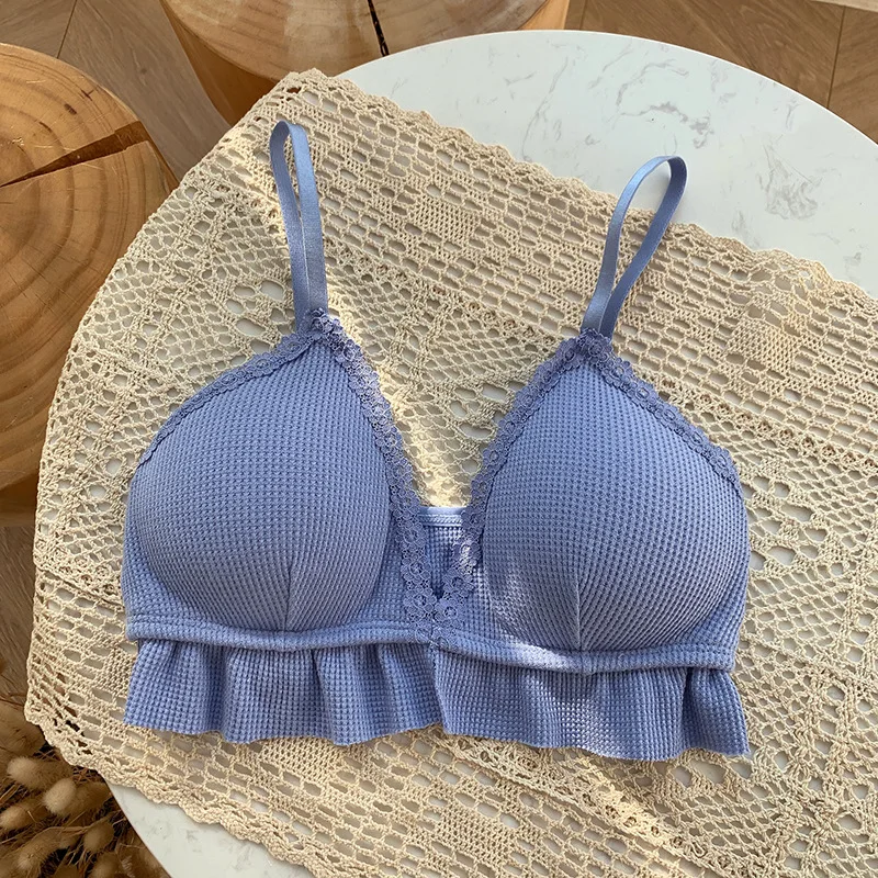 Komfort Baumwolle Bh Gepolsterte Französisch Bralette Weibliche Baumwolle Büstenhalter Drahtlose Unterwäsche Push-Up Bhs für Frauen Sexy Dessous