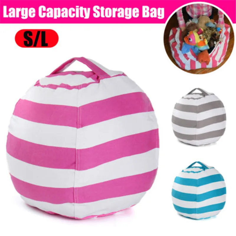 New Bean Bag Storage Stuffed Animal Chair Kids Toys Stuff Sit Zip Canvas Children Kids Plush Toy Organizer Large Capacity