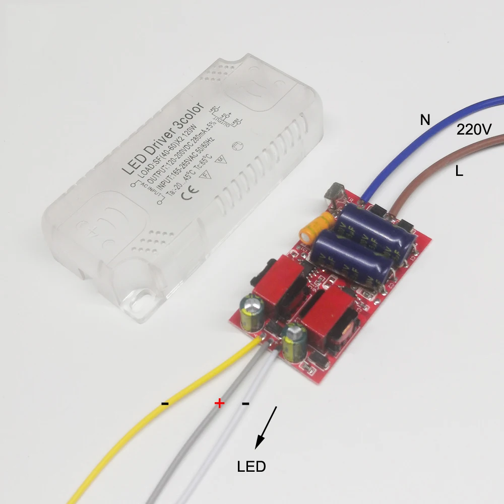Infrared remote control LED driver 3 colors ceiling lamp transformer (40-60W)X2 input 165-265V output 120-200V 240mA