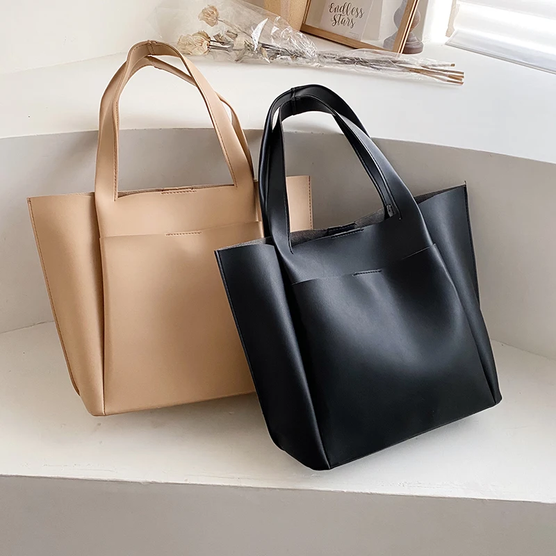 Women Leather Handbags Black Bucket Shoulder Bags Ladies Crossbody Bags Large Capacity Ladies Shopping Bag Bolsa