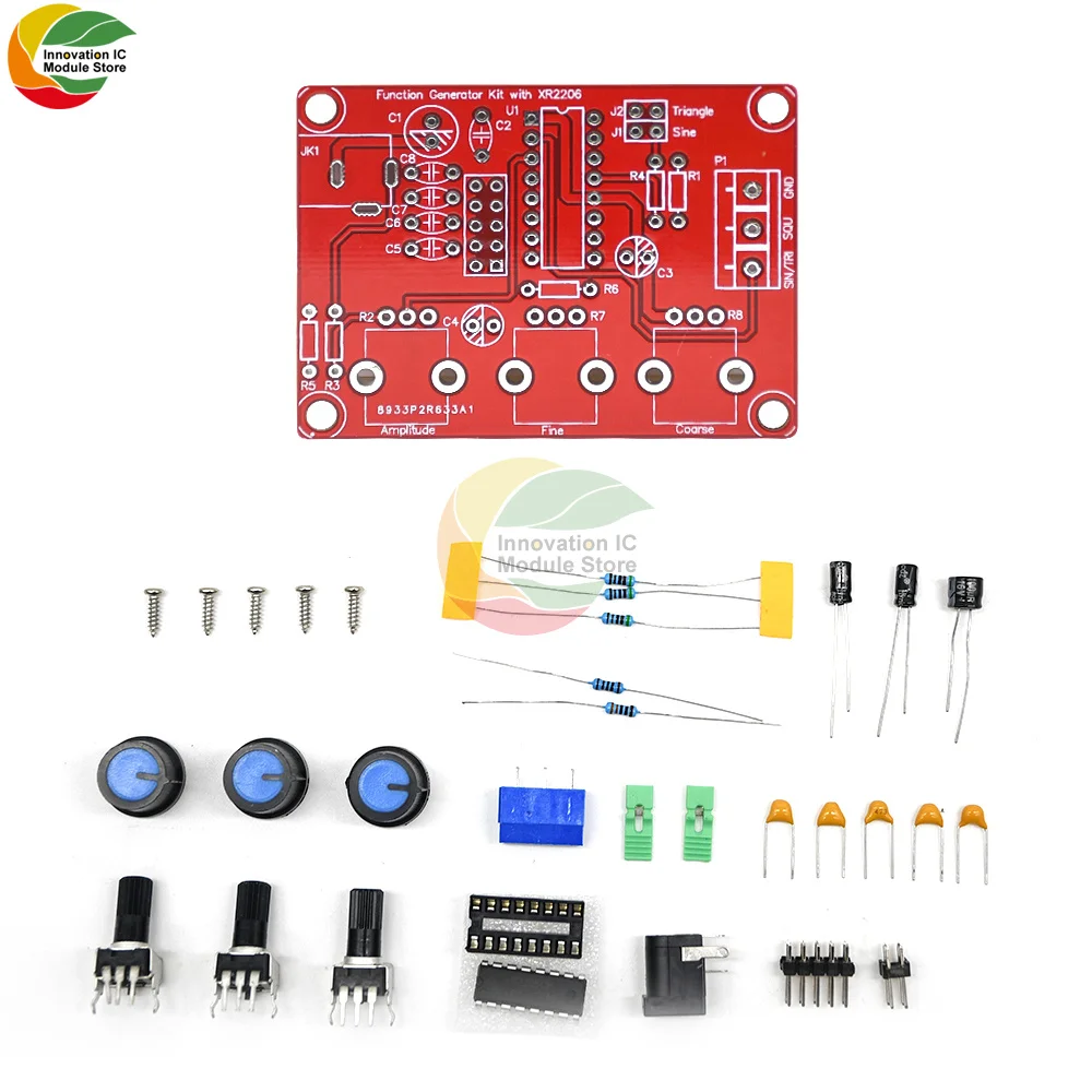 XR2206 Function Signal Generator DIY Kit Sine/Triangle/Square Output 1Hz-1MHz Signal Generator Adjustable Frequency Amplitude