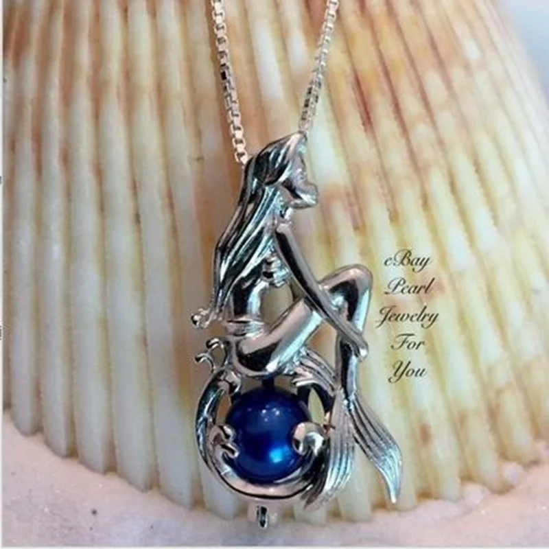 New Trendy Mermaid Shape Pendant Necklace Women\'s Necklace Fashion Metal Mermaid Luminous Stone Pendant Accessories Jewelry