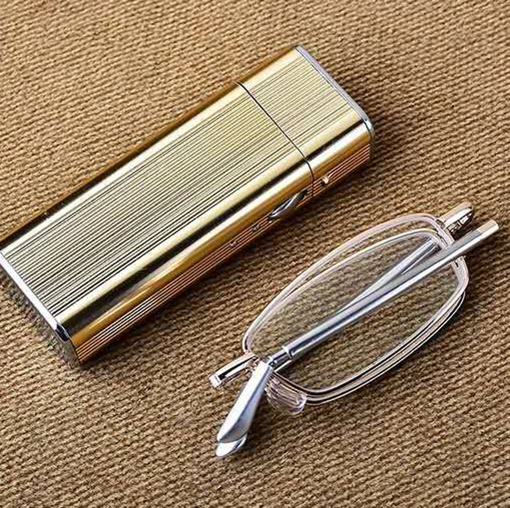 Foldable Portable Reading Glasses Anti Blu Anti Fatigue Natural Crystal Glass Lens +0.75 +1 +1.25 +1.5 +1.75 +2 +2.25 +2.5 to +4