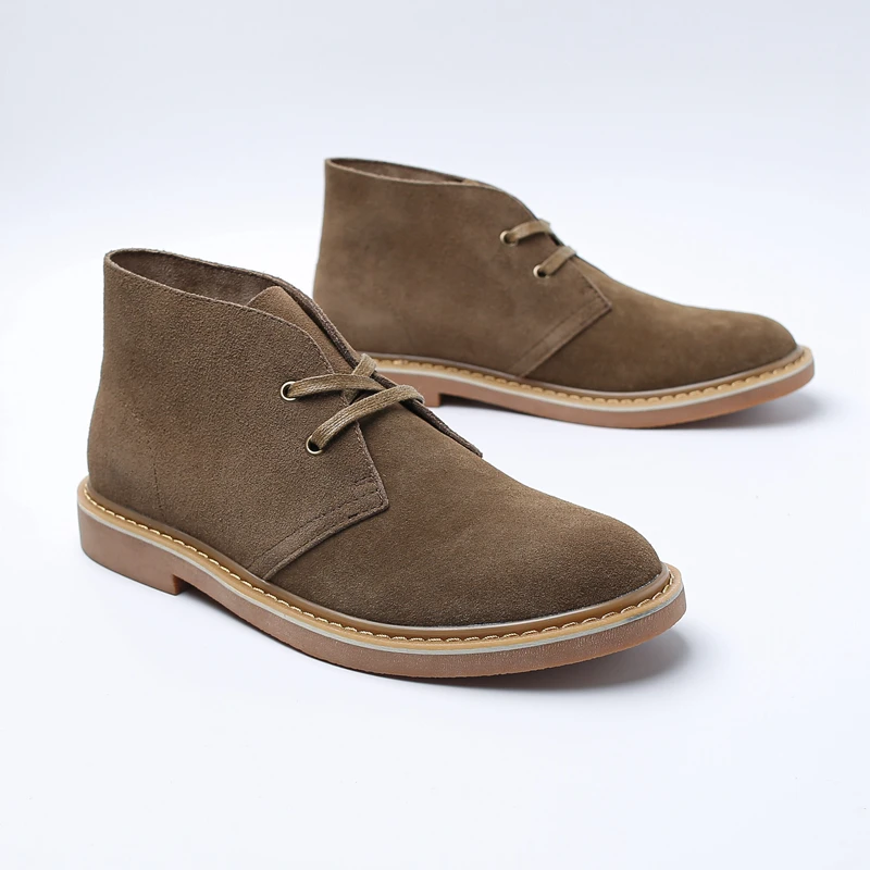 2021 sprężyna wysokiej jakości Vintage Casual Men buty okrągłe Toe sznurowane brytyjskie buty sukienka botki oprzyrządowanie buty na pustynię pracy