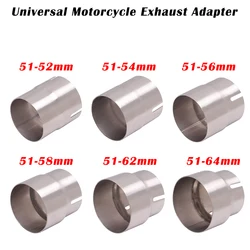 Adaptateur universel d'accès moto Escape, connexion de tuyau, silencieux Beverer, acier inoxydable, 52mm, 54mm, 56mm, 58mm, 62mm, 64 à 51mm