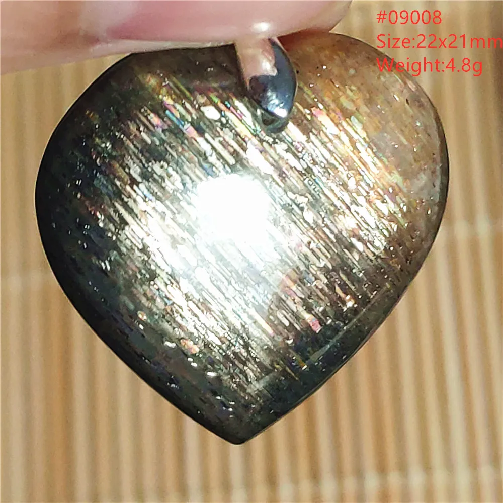 Natural Black Gold Sunstone Moonstone Pendant Moonstone Heart Water Drop Women 925 Silver Crystal Super 7 AAAAAA 6