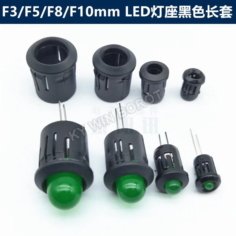 10pcs Black Plastic Lamp Bases 3mm/5mm/8mm/10mm LED Diode Holder Black Clip Bezel Socket Mount DIY Light Emitting Diode