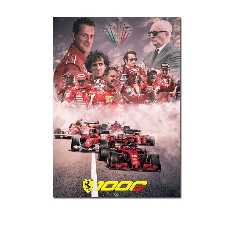 Formula 1 Poster F1 Schumacher Vettel Leclerc Alonso Hamilton 100th GP Racing Canvas Print Paintings Wall Art Decor Living Room