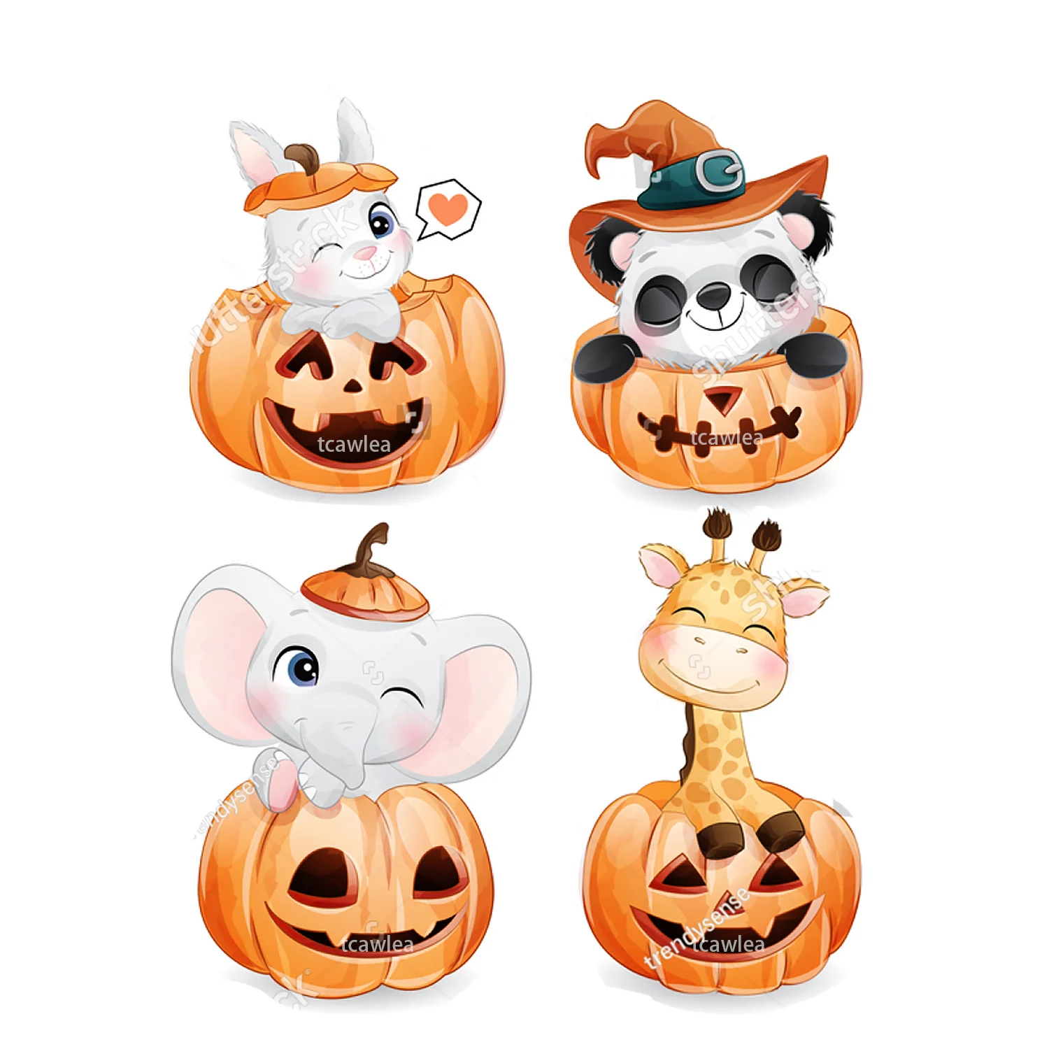 Cute Rabbit Elephant Cat Panda Pumpkin Lantern Metal Cutting Dies New Halloween Animals Trick or Treat Stencil For DIY Scrapbook