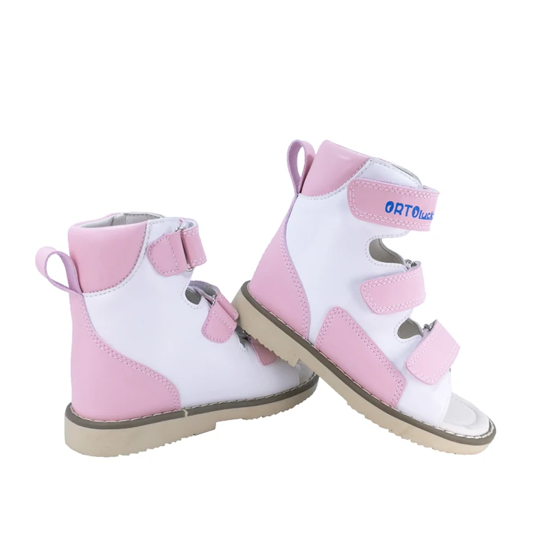 Crianças sandálias meninas verão calçado ortopédico rosa adorável respirável crianças princesa arco apoio sapatos escolares de couro