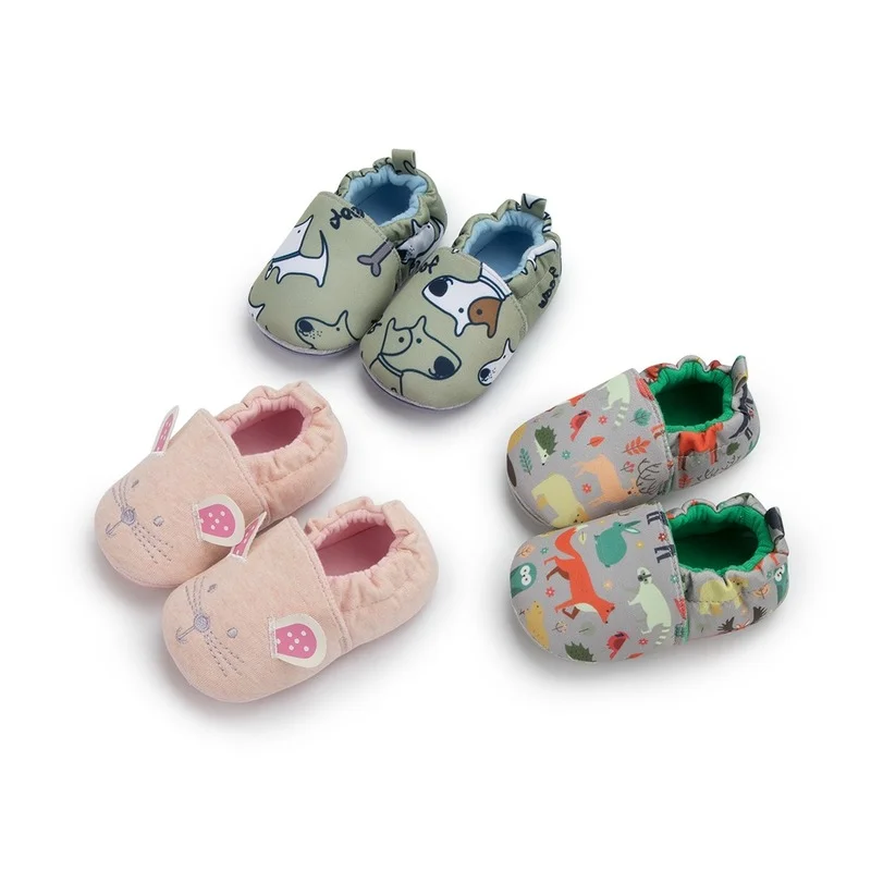 New Baby Shoes Boy Girl Shoes Cotton Casual Shoes Dog Fox Mouse Anti-slip Soft Rubber Sole First Walkers Newborns Crib Shoes