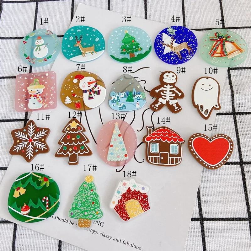 free shipping 40pcs/lot Relief effect Christmas pattern Irregular rounds square shape acrylic beads charm diy jewelry accessory