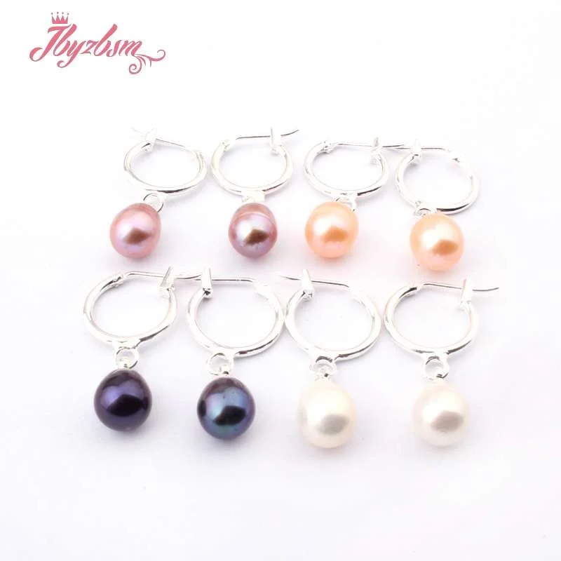 7x8-8-9mm Oval Genuine Freshwater Pearl Beads Natural Stone Beads Fashion Jewelry Earrings For Woman Christmas Gift 1 Pair