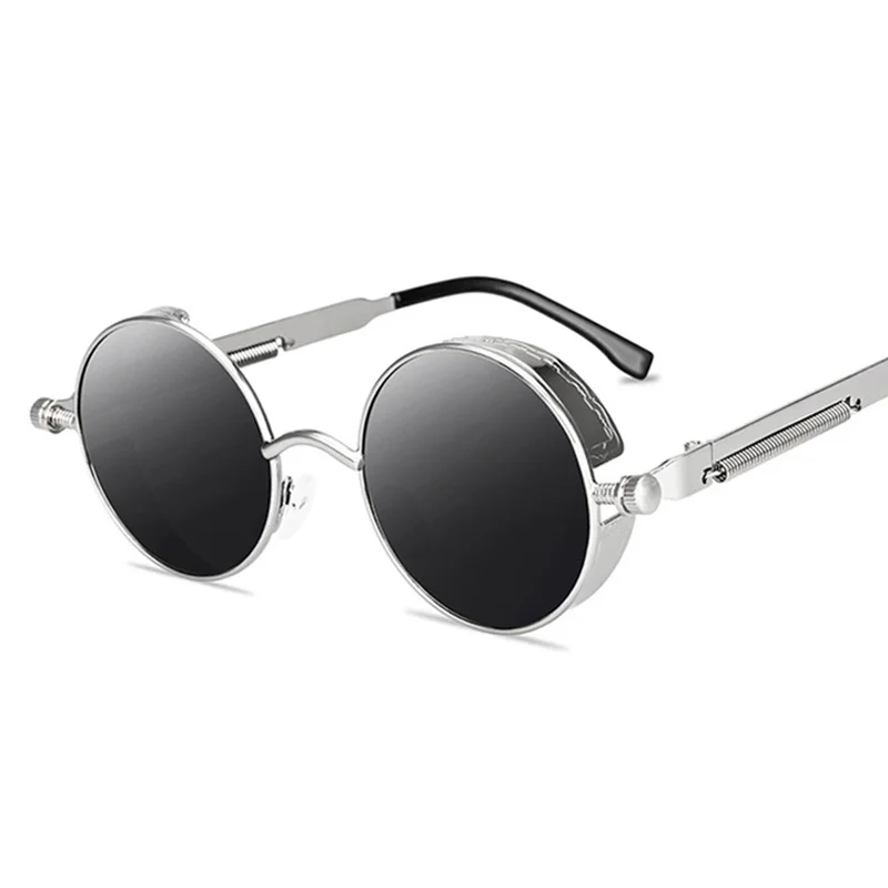 Okrągłe okulary przeciwsłoneczne marki mężczyzna kobieta gotycki Steampunk okulary przeciwsłoneczne męskie kobiece metalowe lustro w stylu Retro designerska Vintage Gafas De Sol