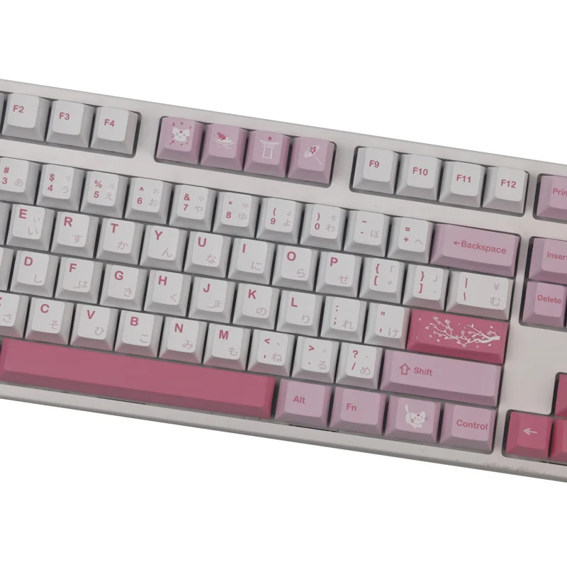 141Keys GMK NightSakura Cat Keycaps PBT Dye Sublimation Mechanical Keyboard Keycap For MX Switch With 1.25U 1.75U 2U Shift