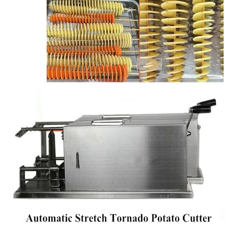 

2021 New Type Manual Automatic Stretching Twisted Potato Tower Machine Hand Rotary Tornado Cyclone Potato Cutting Equipment