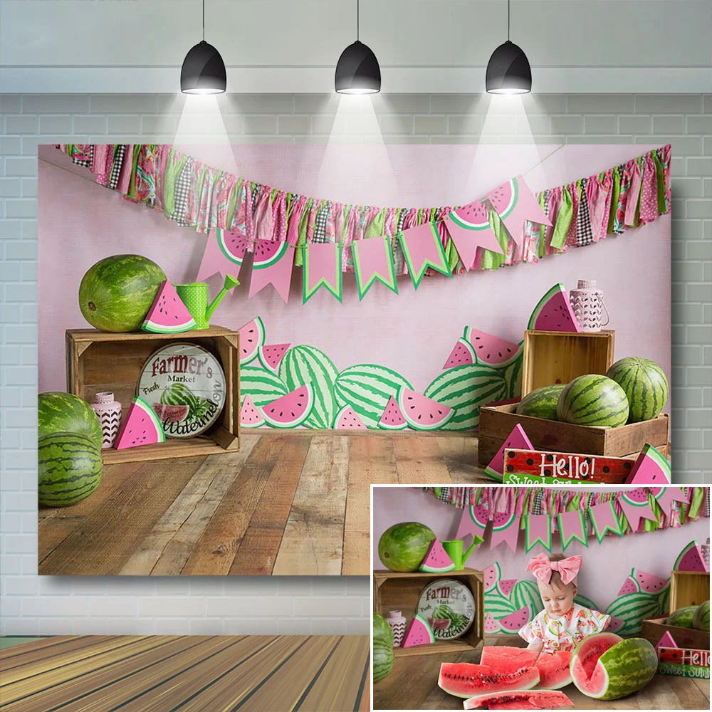 

Watermelon 1st Birthday Backdrop Kids Fruits Flowers Decoration Photography Background Newborn Baby Photocall Props Studio