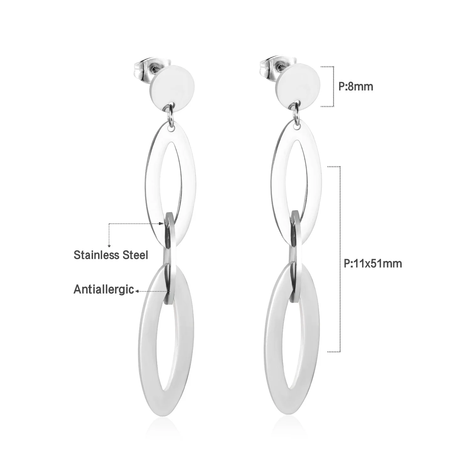 LUXUSTEEL aretes Stainless Steel Geometry Drop Earrings Women Statement Jewelry Golden Color Push Back Jewelry Party