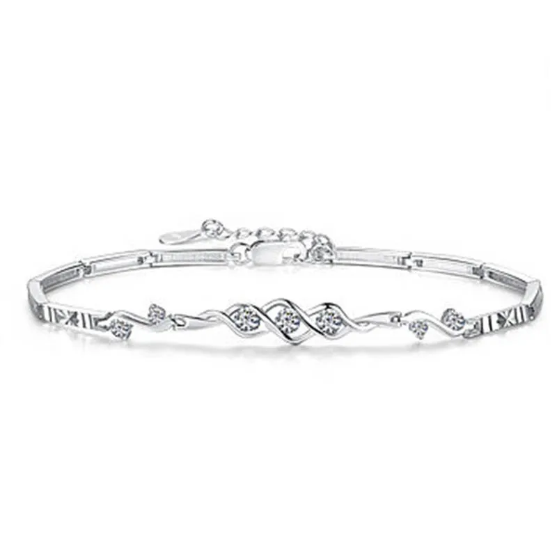 Authentic S925 Sterling Silver Angel Heart Bracelet Bangle For Women Girl Lady Wedding Birthday Gift