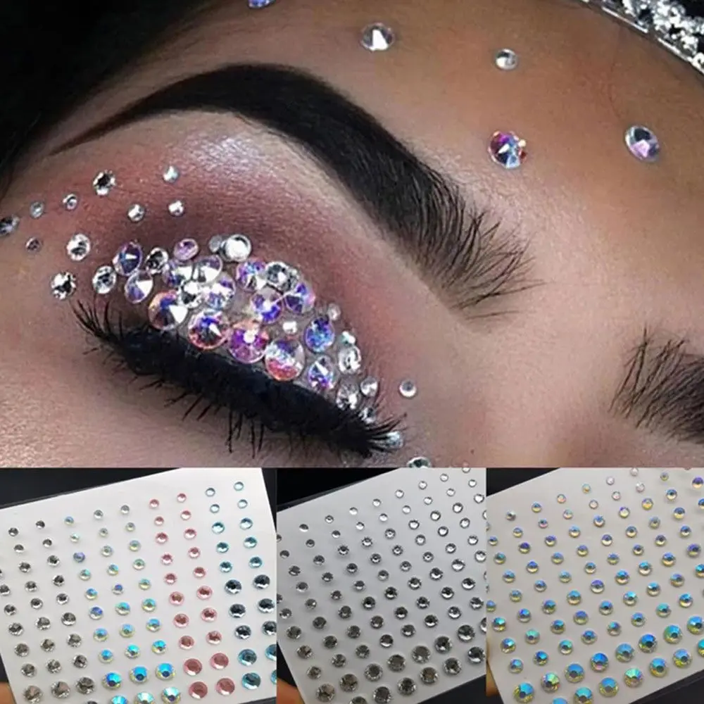 Schoonheid diamant make-up lichaam wenkbrauw ogen sticker juweel ogen make-up tijdelijke tatoeages gezicht sticker