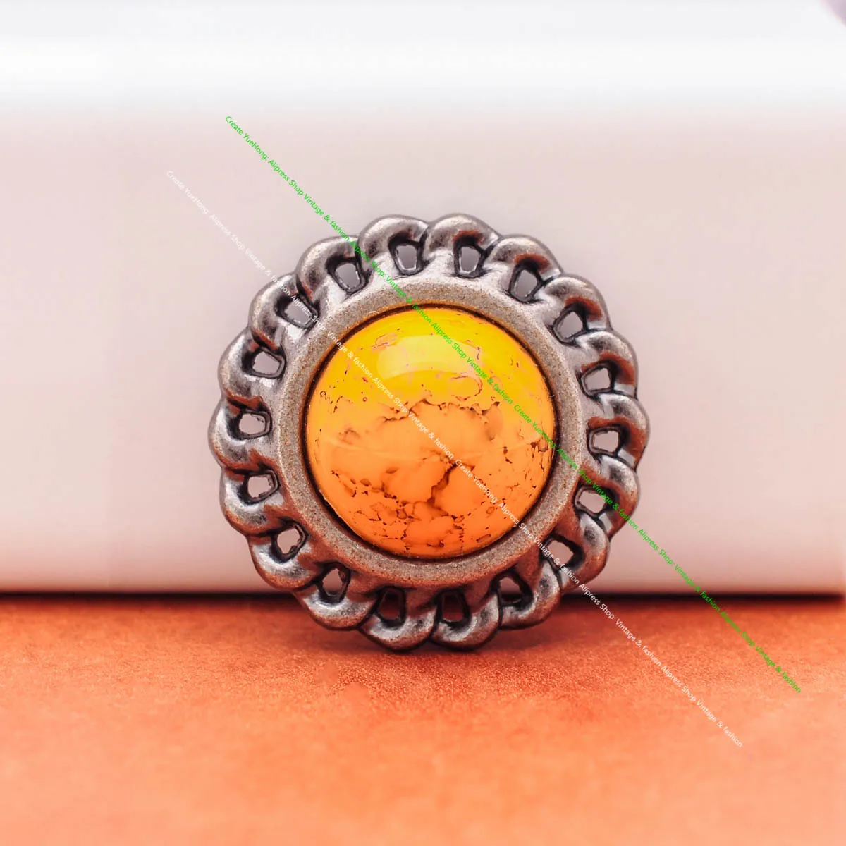 10pcs 25mm Antique Silver Chain Side Leathercraft Belt Accessories Western Yellow Turquoise Concho Button Screwback