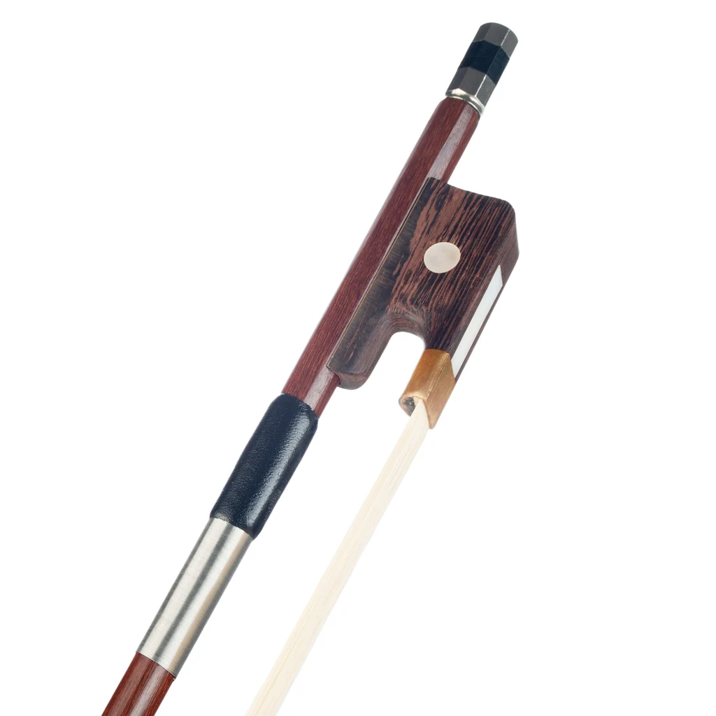 3/4 4/4 French Style Brazilwood Double Bass Bow Parisian Eyes Round Stick White Horsehair