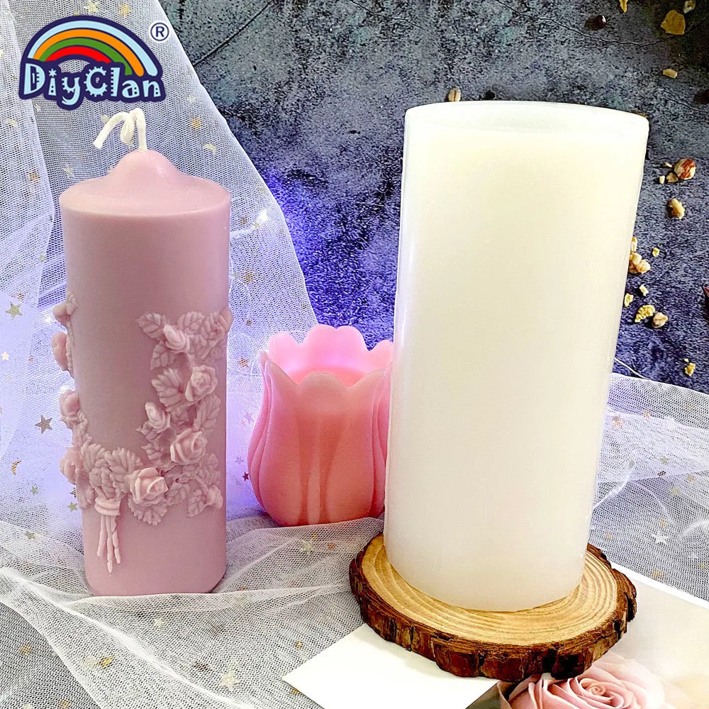 

Carved Cylindrical Pattern Candle Mousse Cake Chocolate Silicone Mold Wedding Decorating Tools Plaster Polymer Clay Moulds