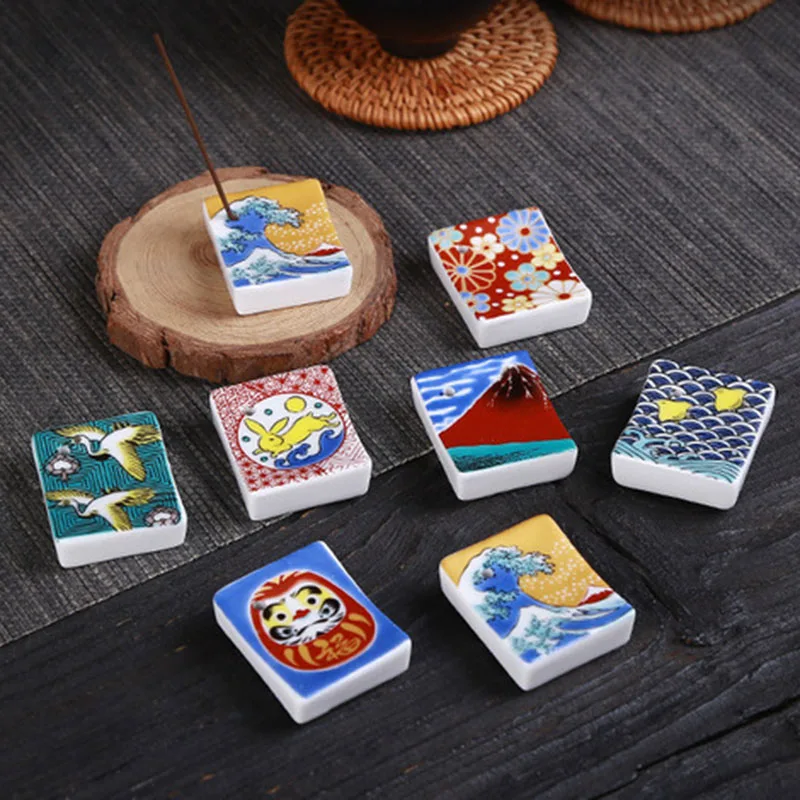 Quemador de incienso de loto de cerámica de estilo japonés, quemador de incienso hecho a mano, hermoso patrón, Base quemadora de Aroma, decoración del hogar