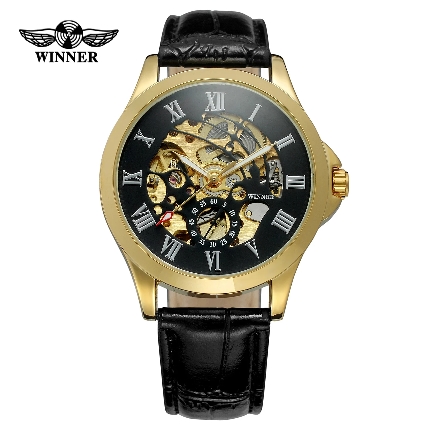 WINNER Fashion trend men\'s and women\'s watches gold case casual watches automatic mechanical wrist watches