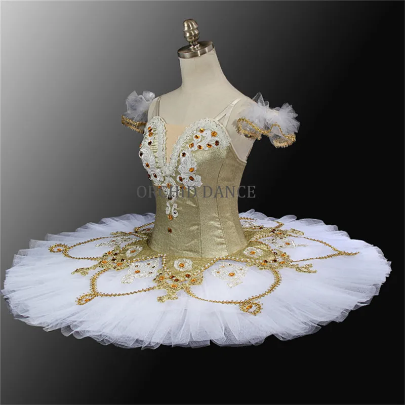 Professional High Quality 12 Layers Women Adult Gold Ballet Tutu With Hooks And Eyes