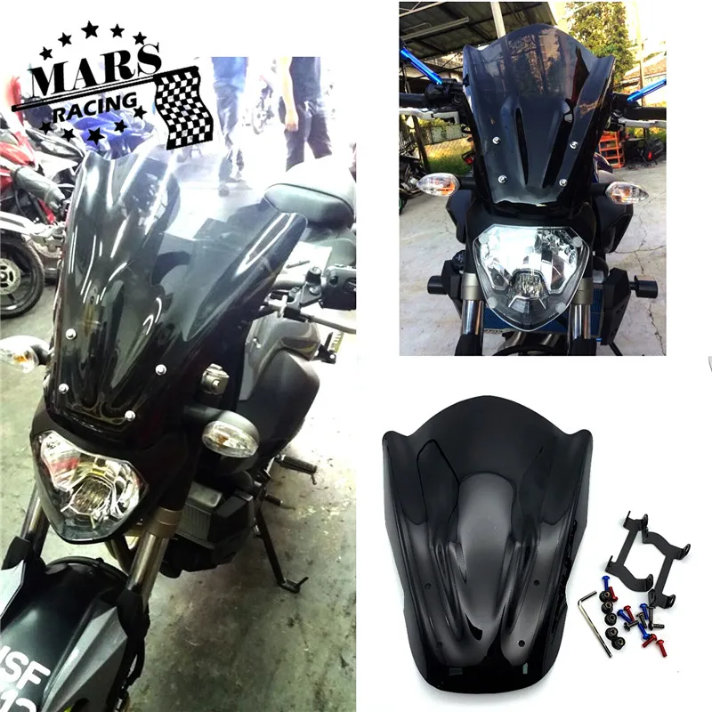 Motorcycle Accessories Black Windshield WindScreen Deflector Visor Viser For Yamaha FZ07 MT07 MT-07 mt07  2014 2015 2016 2017