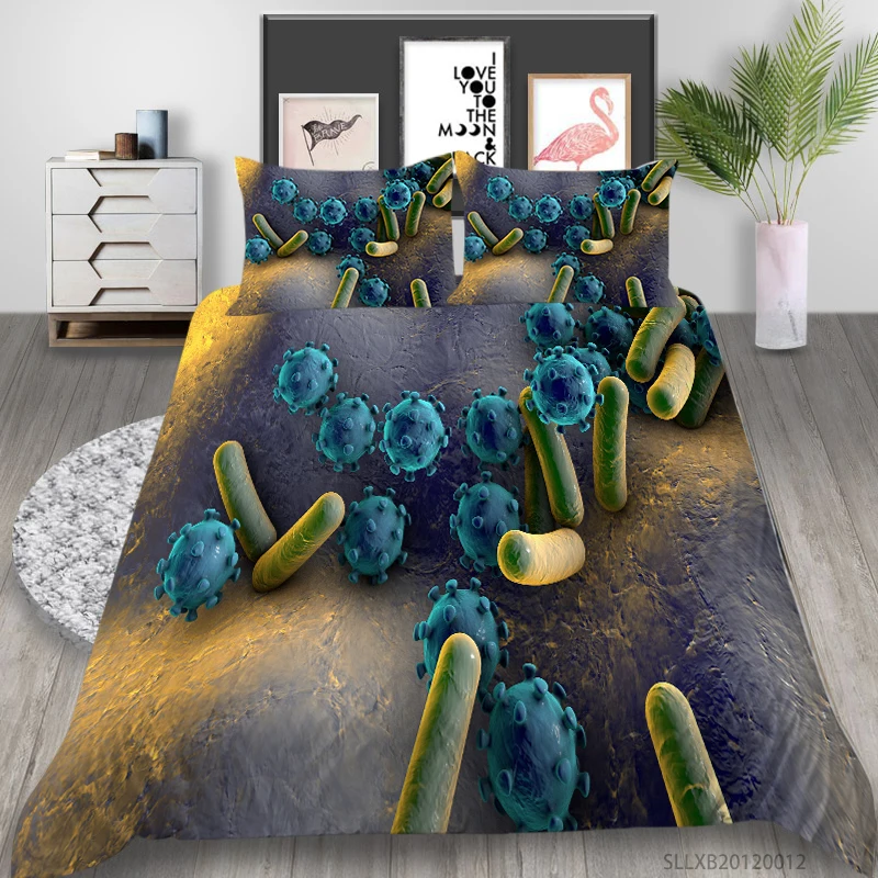 Home Textile Microorganism 3D Bedding Set Queen Size Duvet Cover Set King Full Double 2/3 Pcs Pillowcase Bedroom Decor