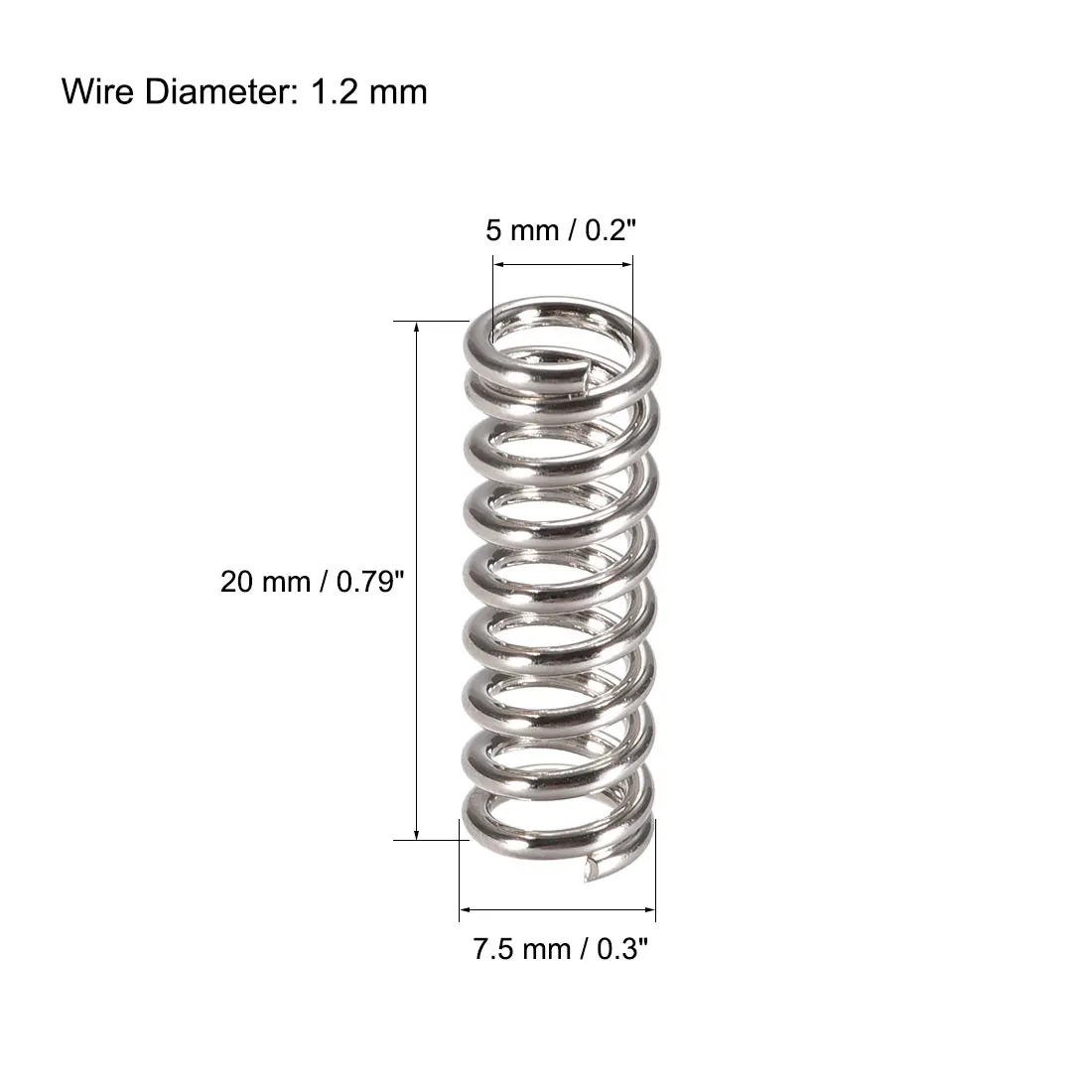30Pcs Extruder Compression Support Spring 3D Printer Heated Bed Springs 7.5 x 20mm Silver