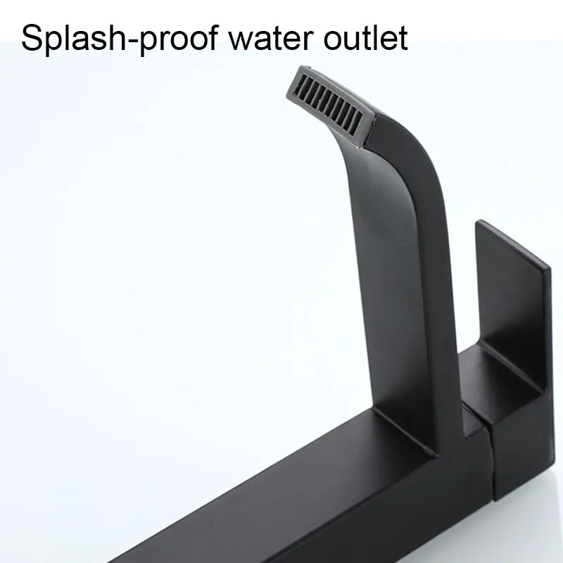 Bathroom Basin Faucets Stainless Steel Waterfall Tall Sink Vessel Tap Single Cold Water Tap Matt Black Single Handle Deck Mount