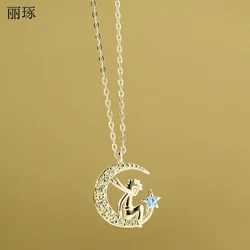 Little prince ins with money chain female Korean cartoon boy fashion star moon stud zircon student girlfriends necklace