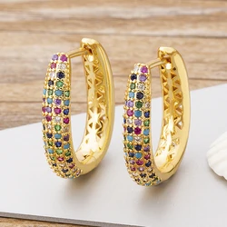 AIBEF Fashion Geometric Colorful Crystals Drop Earrings Copper Zircon Bohemian Trend Jewelry Accessories For Women Party Gift