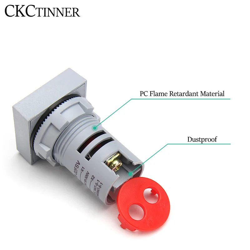 1 stks 22mm Voltmeter LED Digitale Voltage Meter Indicator Licht AC 12-500 V Vierkant Paneel Voltage Tester Rood Blauw Geel Groen Wit