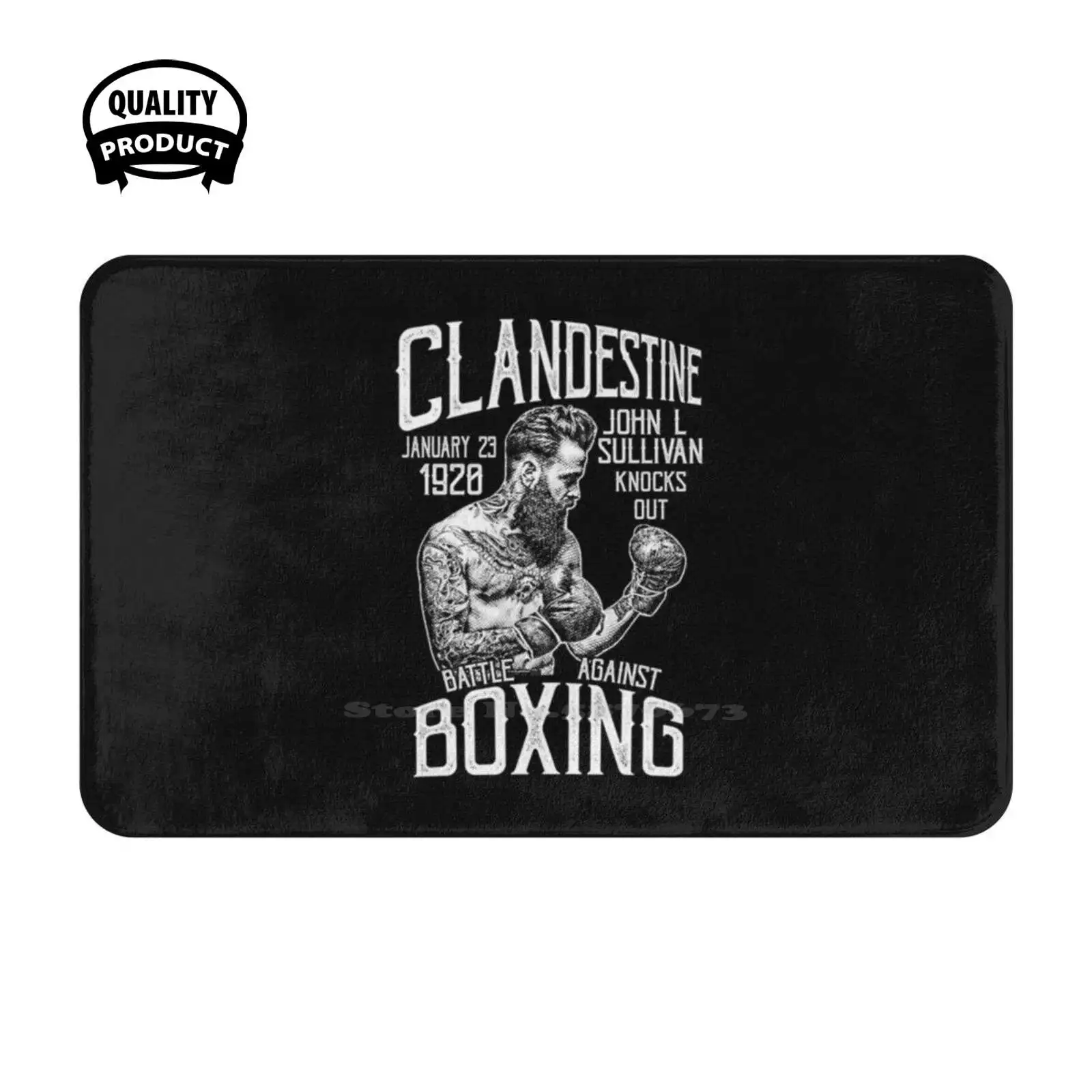 John L Sullivan Poster - Boxing Gym T - Shirt - Motivation Graphic Soft Cushion Home Carpet Door Mat Car Rug Bowie Fighting