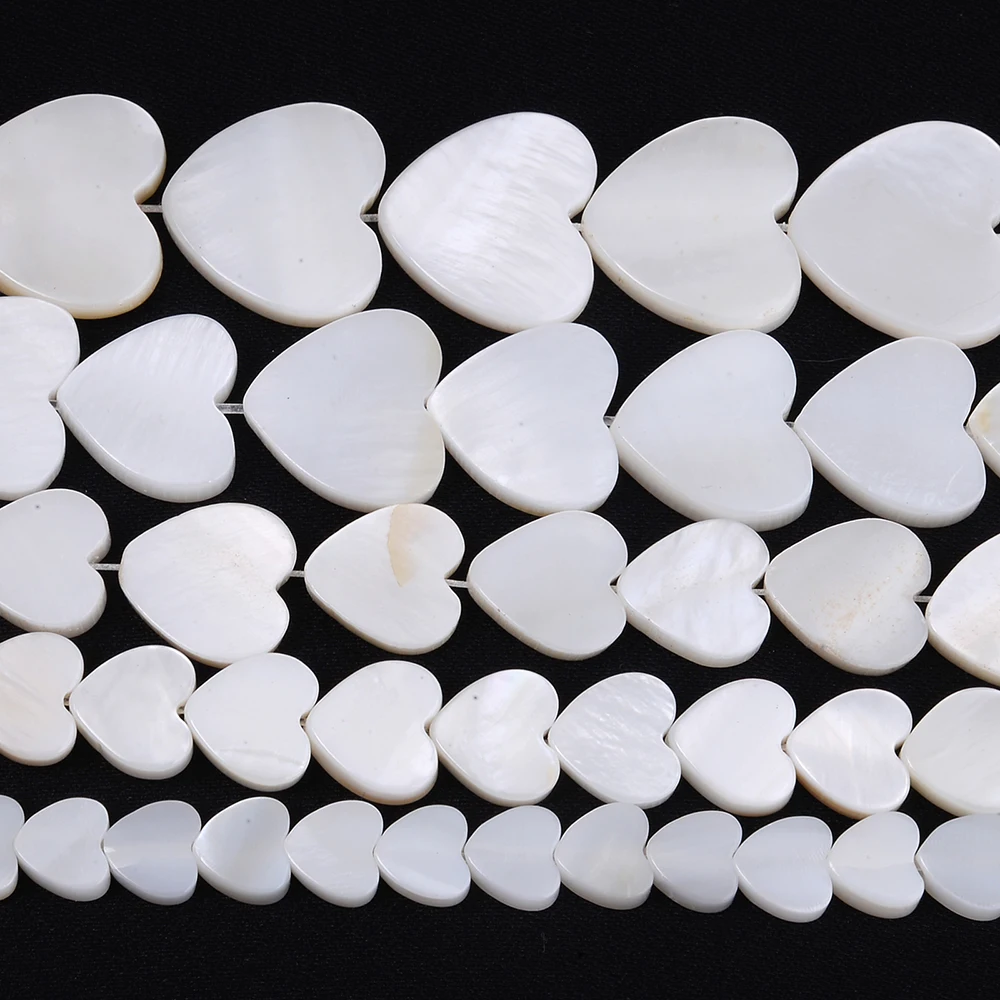 Natural Freshwater White Heart Shell Beads Mother of Pearl Beads for Jewelry Making DIY Bracelet Necklace Handmade Accessories