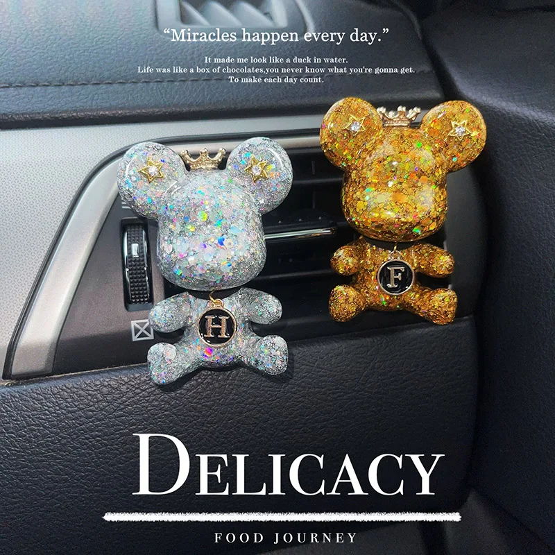 Car Air Freshener Cute Bear Car Interior Decoration Auto Conditioning Air Outlet Fragrance Clip Car Perfume Diffuser Accessories