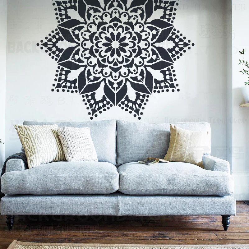 90ซม.-130ซม.Stencil Mandala ขนาดใหญ่พิเศษรอบสำหรับภาพวาด Wall Decors ชั้นแม่แบบผนัง Vintage S231