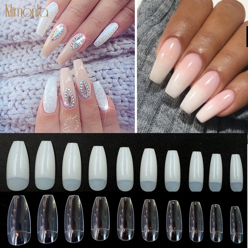 

Nail Tips 500 pcs Coffin Nails Artificial Long Ballerina False Nails faux ongles professional Manicure press on Full Cover