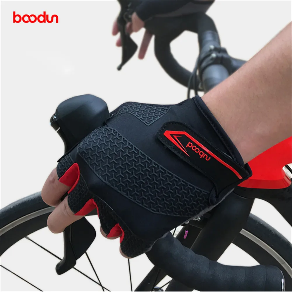 Boodun-Unisex Cycling Gloves, Outdoor Sports, Breathable Bike Gloves, Half Short Finger, Thick Silicone Pad, Summer Riding