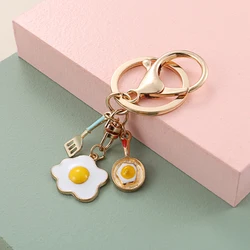 New Cook Keychain Lovely Enamel Key Ring Fried Egg Omelette Pan Shovel Kitchenware Key Chain Chef's Gift DIY Jewelry Handmade