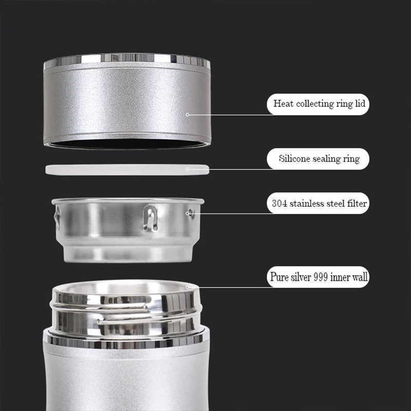 Sterling Silver 999 Vacuum Water Cup Sealed and Leak-proof Stainless Steel S999 Tea Cup Business Gift Car Thermos Cup 350ml