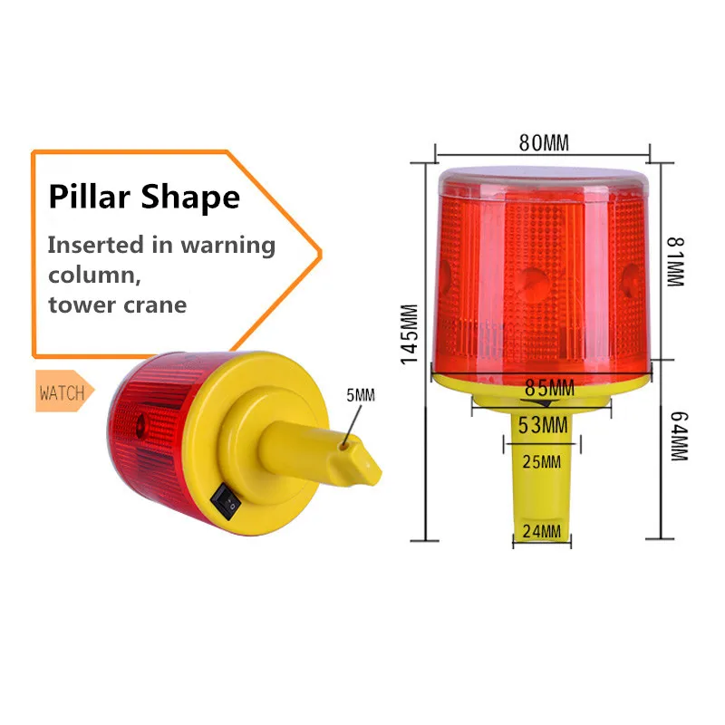 Voyant d\'avertissement solaire pour bateau de pêche, lumière d\'obstacle, flash d\'avertissement de nuit pour grue à tour