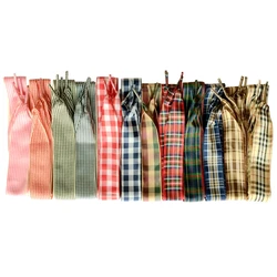 Fashion Plaid Checkered Pattern Ribbon Shoelaces Wide Flat Shoe Laces for Casual Shoes 47 Inch