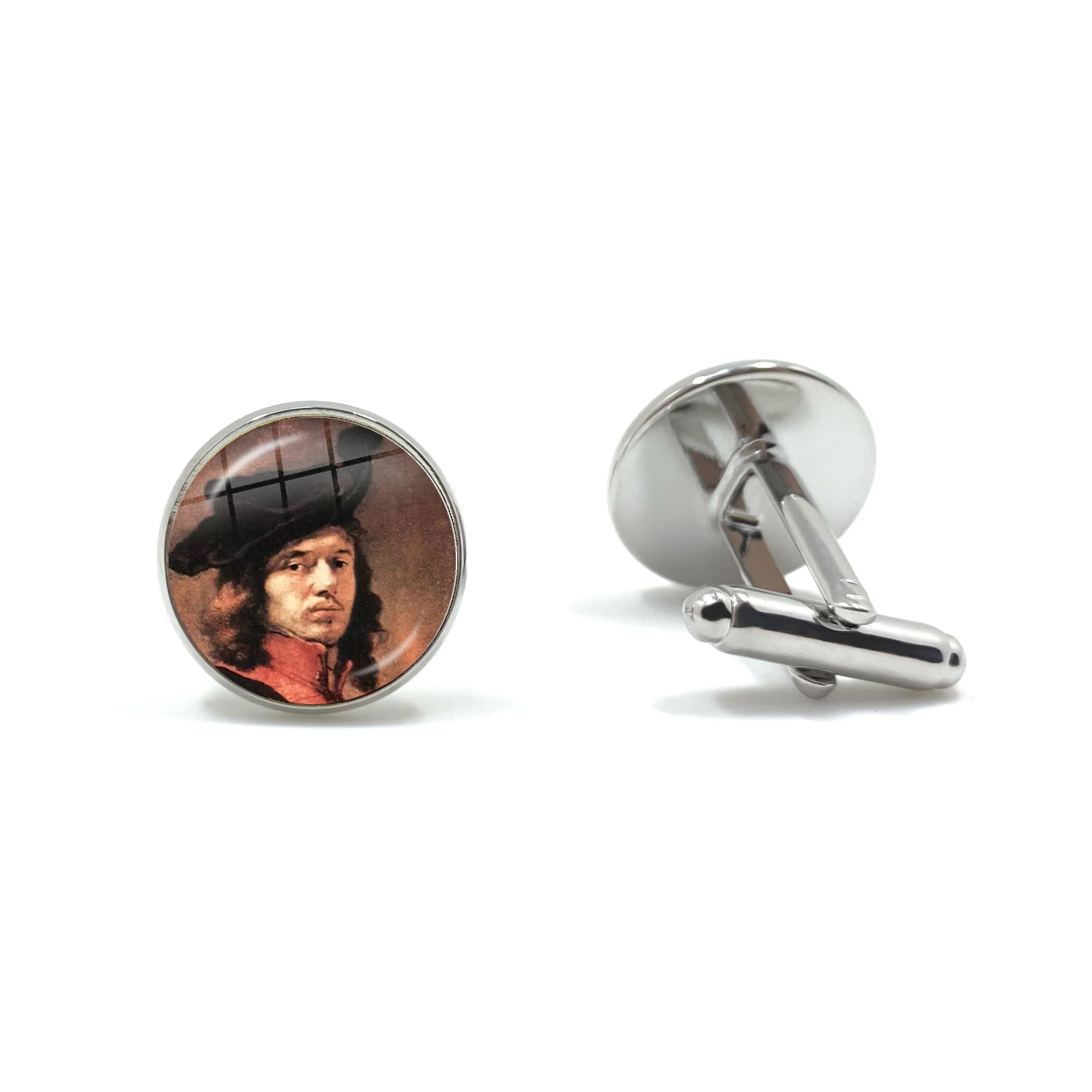 Charm Girl Wearing Pearl Johannes Vermeer Art Oil Painting Cufflinks 16mm Glass Cabochon Cuff Button Jewelry for Gentleman Gift