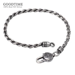 Bracciale per uomo 100% accessori gioielli in argento Sterling 925 bracciale Vintage in argento tailandese bracciale a maglie regalo anniversario per amante